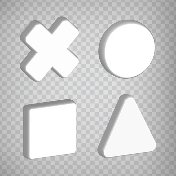モノクロームゲームコントローラーボタン 幾何学的な3Dジョイスティックコントロールシンボルゲームパッドグラフィックアーケードベクトルゲーム用キーボード Eps10 — ストックベクタ