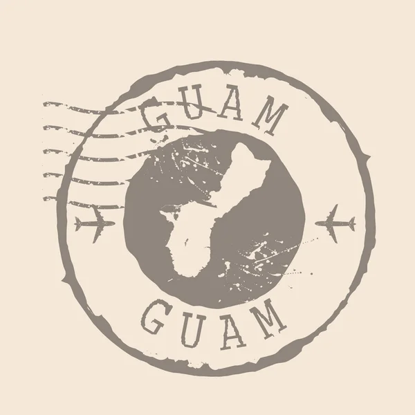 Sello Postal Guam Mapa Sello Goma Silueta Diseño Retro Travel — Vector de stock
