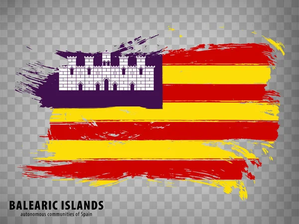 Pinceladas Bandera Baleares Bandera Comunidad Autónoma Islas Baleares Con Título — Vector de stock