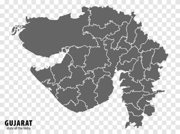 Carte Vierge Gujarat Inde Carte Haute Qualité Gujarat Avec Les — Image vectorielle