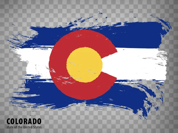 stock vector Flag of Colorado from brush strokes. United States of America.  Flag Colorado with title on transparent background for your web site design,  app, UI. Stock vector.  EPS10.