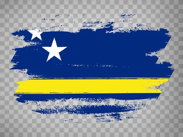 Flagge Von Curacao Pinselstrich Hintergrund Flagge Curacao Auf Transparentem Hintergrund — Stockvektor