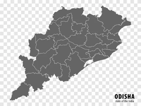 Indiai Odisha Állam Térképe Kiváló Minőségű Térkép Odisha Települések Átlátható — Stock Vector