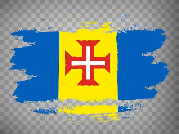 Fahne Von Madeira Pinselstriche Flagge Autonome Region Madeira Auf Transparentem — Stockvektor