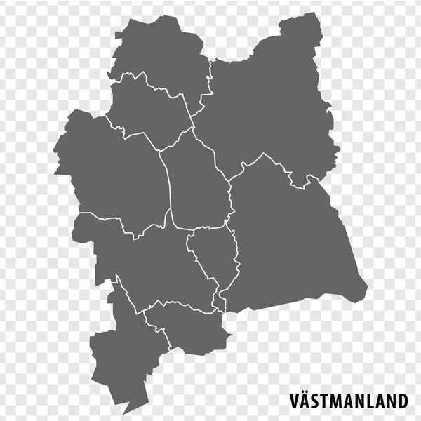 Tomma Kartan Västermanlands Län Hög Kvalitet Karta Västermanlands Län Transparent — Stock vektor