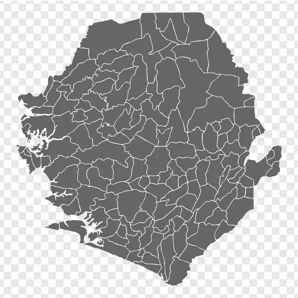 Carta Bianca Sierra Leone Mappa Alta Qualità Chiefdom Della Sierra — Vettoriale Stock