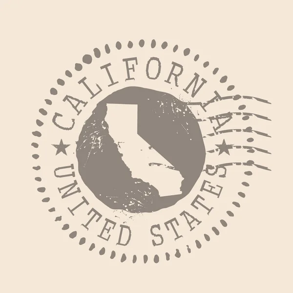 Sello Postal California Mapa Sello Goma Silueta Diseño Retro Travel — Vector de stock