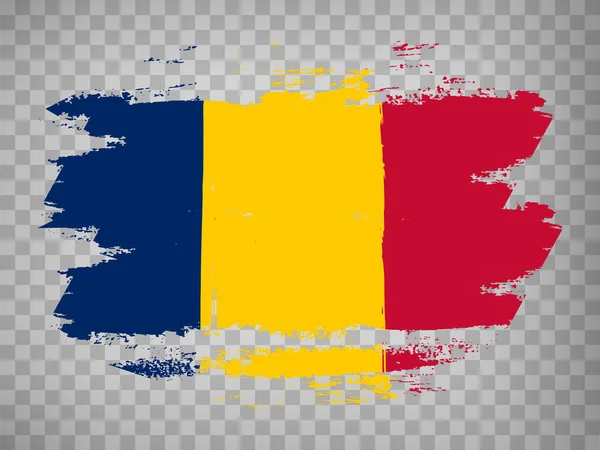 Flagge Des Tschad Pinselstrich Hintergrund Flagge Tschad Auf Transparentem Hintergrund — Stockvektor