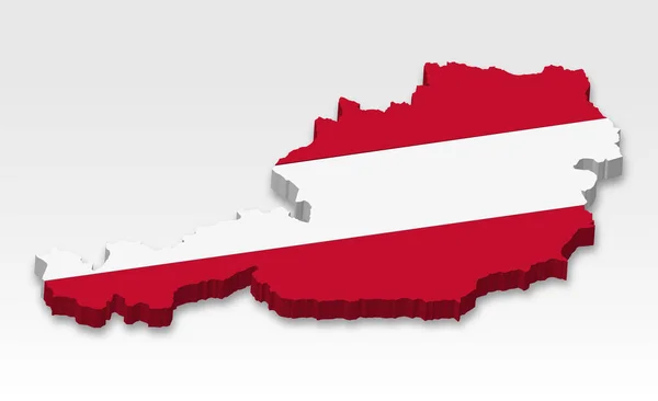 Österrike Karta Med Österrikisk Flagga Tredimensionell Karta Över Österrike Med — Stock vektor