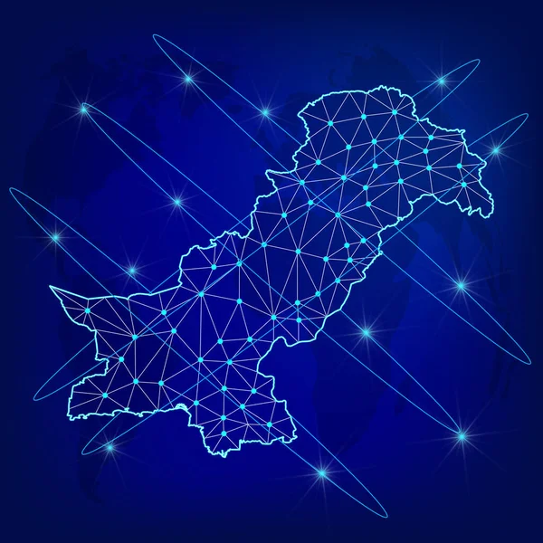 全球物流网络概念 通讯网络图巴基斯坦的世界地图 用多边形样式绘制节点的巴基斯坦共和国地图 Eps10 — 图库矢量图片