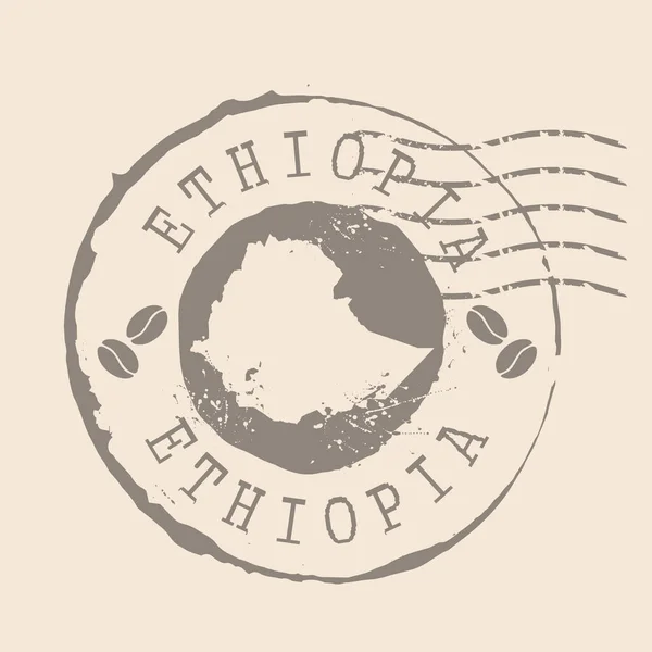 Známka Pošta Etiopie Mapa Silueta Gumové Těsnění Navrhnout Retro Travel — Stockový vektor