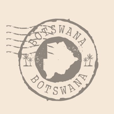 Botswana pulu. Siluet haritası, lastik mühür. Retro Seyahat Tasarımı. Tasarımınız için Botswana Haritası 'nı mühürleyin. EPS10