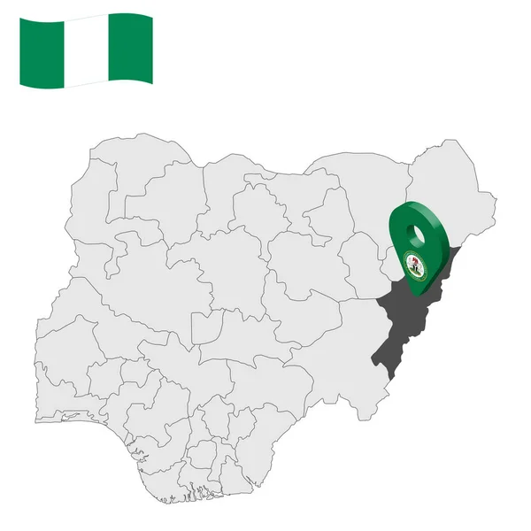 Τοποθεσία Adamawa State Στο Χάρτη Νιγηρία Adamawa Σημείο Θέση Σημαία — Διανυσματικό Αρχείο