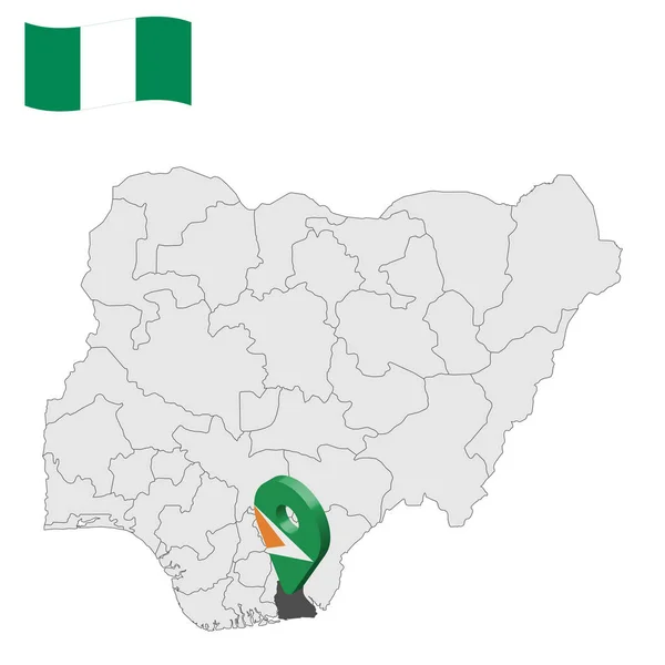 Locatie Akwa Ibom State Kaart Nigeria Akwa Ibom Locatie Bord — Stockvector