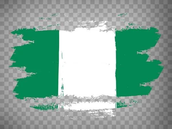 Zászló Nigéria Ecset Stroke Háttér Zászló Nigéria Átlátszó Háttér Design — Stock Vector