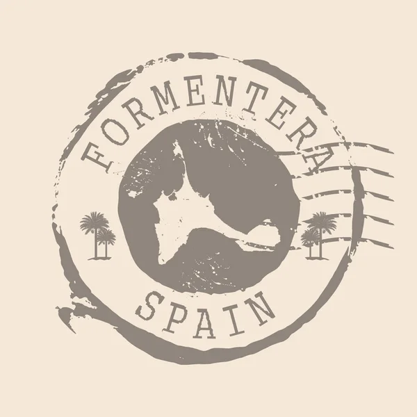 Poststempel Von Formentera Karte Silhouette Gummidichtung Design Retro Reisen Seal — Stockvektor