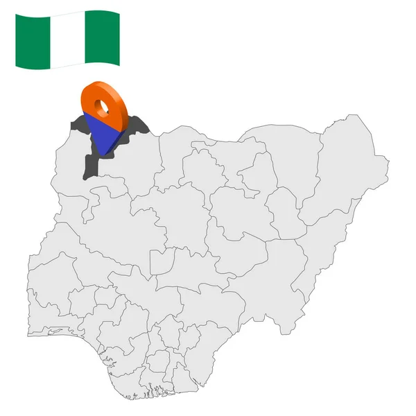 Τοποθεσία Sokoto State Στο Χάρτη Νιγηρία Sokoto Σημείο Θέση Σημαία — Διανυσματικό Αρχείο
