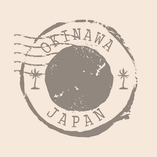 冲绳的邮票 示意图轮廓橡皮图章 设计复古旅行 日本冲绳的印章地图对你的设计感到不满 Eps10 — 图库矢量图片
