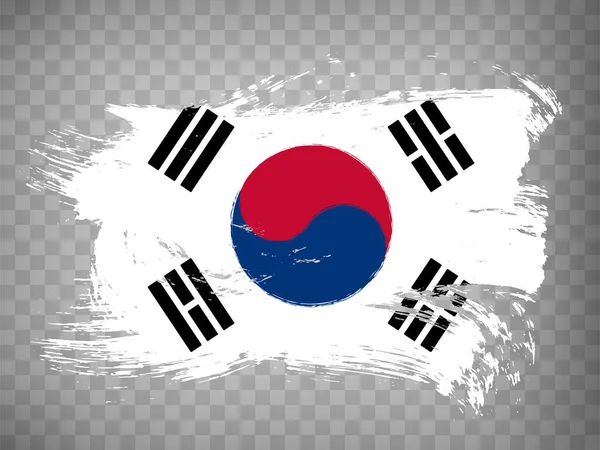 韓国国旗は孤立している 韓国の旗 ブラシストロークの背景 透明性のある背景に韓国の国旗を振る Webサイトのデザイン アプリ Uiのためのフラグブラシストローク Eps10 — ストックベクタ