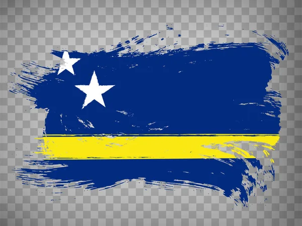 Flagge Von Curaçao Aus Pinselstrichen Flagge Von Curacao Auf Transparentem — Stockvektor