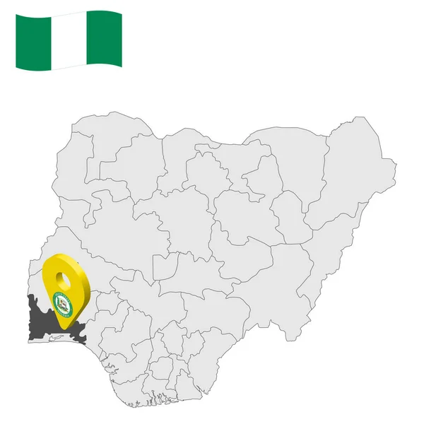 Τοποθεσία Ogun Μέλος Στο Χάρτη Νιγηρία Ogun Σημάδι Θέση Σημαία — Διανυσματικό Αρχείο