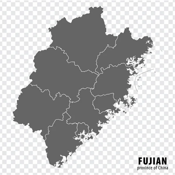 stock vector Blank map  Province Fujian of China. High quality map Fujian with municipalities on transparent background for your web site design, logo, app, UI. People's Republic of China.  EPS10.