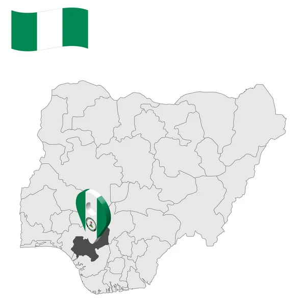 Τοποθεσία Edo State Στο Χάρτη Νιγηρία Edo Σημάδι Θέση Σημαία — Διανυσματικό Αρχείο