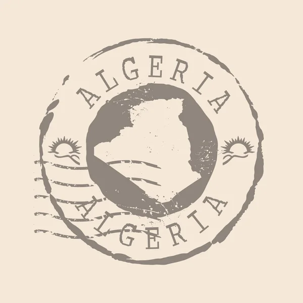 Francobollo Postale Algeria Mappa Guarnizione Gomma Silhouette Design Retro Travel — Vettoriale Stock
