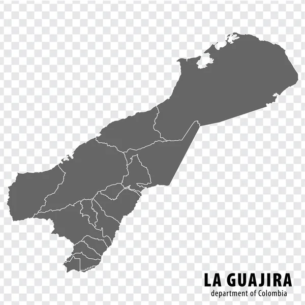 Mappa Bianca Dipartimento Guajira Colombia Mappa Alta Qualità Guajira Con — Vettoriale Stock