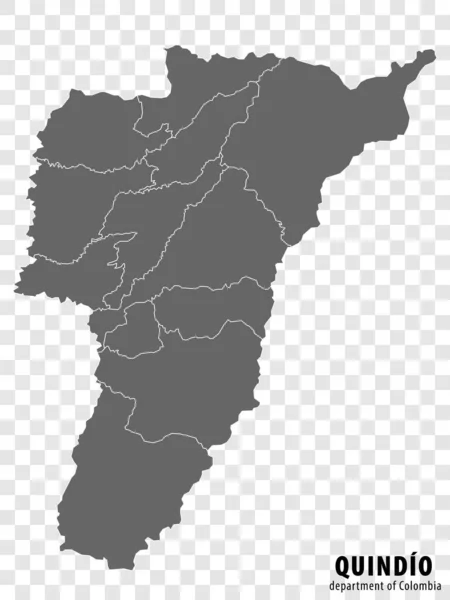 Mappa Bianca Quindio Dipartimento Della Colombia Mappa Alta Qualità Quindio — Vettoriale Stock