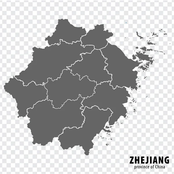 stock vector Blank map  Province Zhejiang of China. High quality map Zhejiang with municipalities on transparent background for your web site design, logo, app, UI. People's Republic of China.  EPS10.