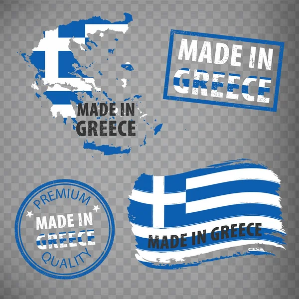 Tillverkad Grekland Gummistämplar Ikon Isolerad Transparent Bakgrund Tillverkad Eller Tillverkad — Stock vektor