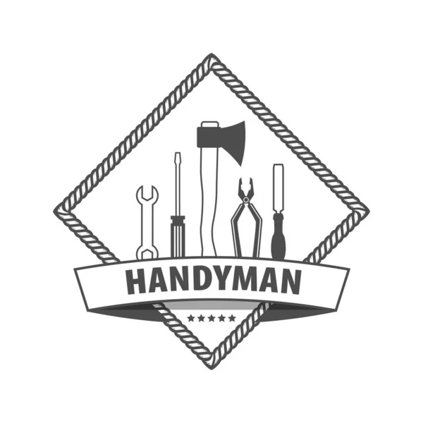 Λογότυπο Επαγγελματικών Υπηρεσιών Πολυτεχνίτη Συλλογή Εργαλείων Επισκευής Logo Handyman Ξύλινη — Διανυσματικό Αρχείο