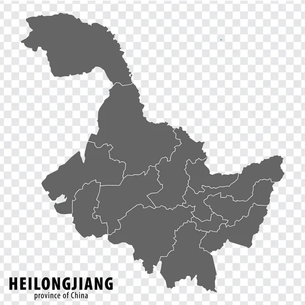 Üres Térkép Tartomány Heilongjiang Kína Kiváló Minőségű Térkép Heilongjiang Települések — Stock Vector