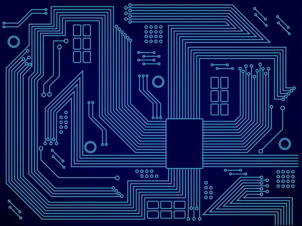 ハイテク技術の背景テクスチャ 青いネオンの抽象技術回路基板 デザインのデジタルベクターの背景 ベクターイラスト Eps10 — ストックベクタ
