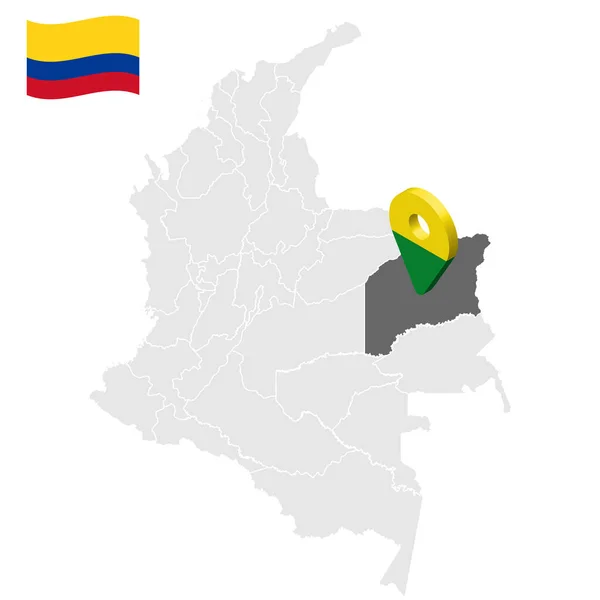 Lokalizacja Vichada Mapie Kolumbia Znak Lokalizacji Vichada Flaga Vichady Mapa — Wektor stockowy