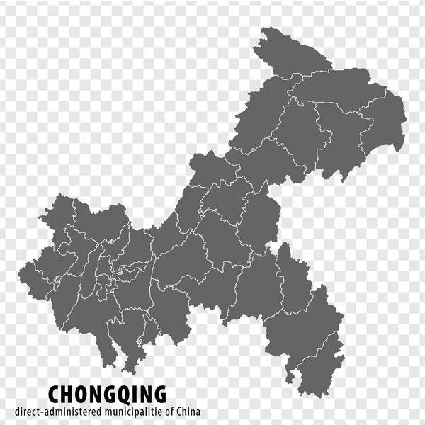 stock vector Blank map  Chongqing of China. High quality map Chongqing with districts on transparent background for your web site design, logo, app, UI. People's Republic of China.  EPS10.