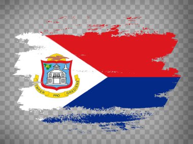 Fırça darbelerinden Sint Maarten bayrağı. Sint Maarten 'i internet sitenizin tasarımı, logosu, uygulaması, UI için şeffaf arkaplan üzerine işaretleyin. Hollanda Antilleri. Hisse senedi. EPS10.