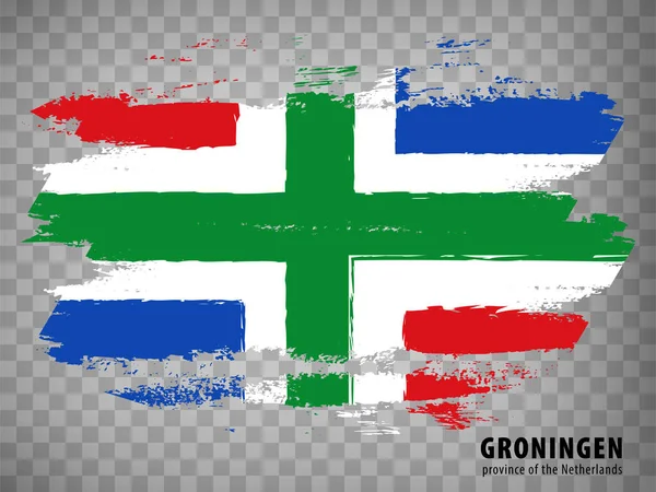 Flagge Von Groningen Pinselstriche Flagge Der Provinz Groningen Auf Transparentem — Stockvektor