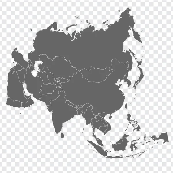亚洲地图矢量 灰色相似的亚洲地图 背景透明 空白矢量 所有亚洲国家边界的灰色类似地图 Eps — 图库矢量图片