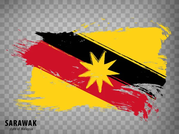 Pavillon Sarawak Coups Pinceau Drapeau Sarawak État Sur Fond Transparent — Image vectorielle