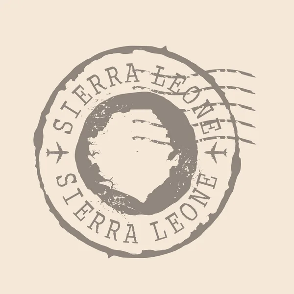 Carimbo Postal Serra Leoa Mapa Silhueta Borracha Selo Design Retro — Vetor de Stock