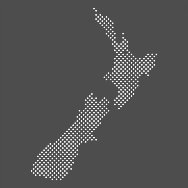 Nouvelle Zélande Carte Point Sur Fond Gris Carte Pointillée Nouvelle — Image vectorielle