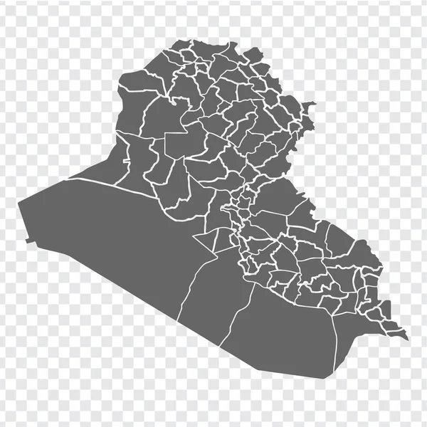 Prázdná Mapa Iráku Okresy Irácké Mapy Vysoké Detailní Vektorová Mapa — Stockový vektor