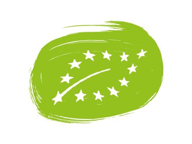 Organik ürün sembolü. AB organik etiketi. Web sitesi tasarımı, uygulaması ve UI için yeşil renkte organik ürün damgası. EPS10.