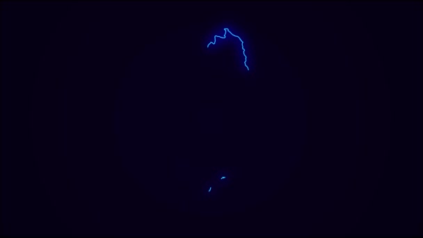 Suécia Mapa Esboço País Fronteira Azul Escuro Neon Lights Transição — Vídeo de Stock