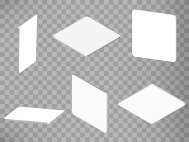 Şeffaf arka planda yuvarlak köşeli gerçekçi kare kartvizitin 3d modeli perspektif tahminleri. Tasarımın için soyut grafik elementler konsepti. EPS 10