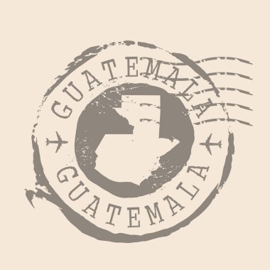 Guatemala pulu. Siluet haritası, lastik mühür. Retro Seyahat Tasarımı. Tasarımınız için Guatemala Haritasının Mührü. EPS10