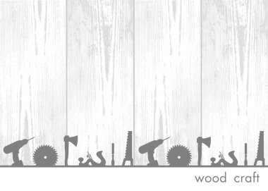 Woodworks profesyonel hizmetler. Araç koleksiyonu ve metin alanı olan vektör paneli şablonu. Web sitesi tasarımı, uygulaması ve UI için ormanlık panellerdeki araçlar. EPS10.