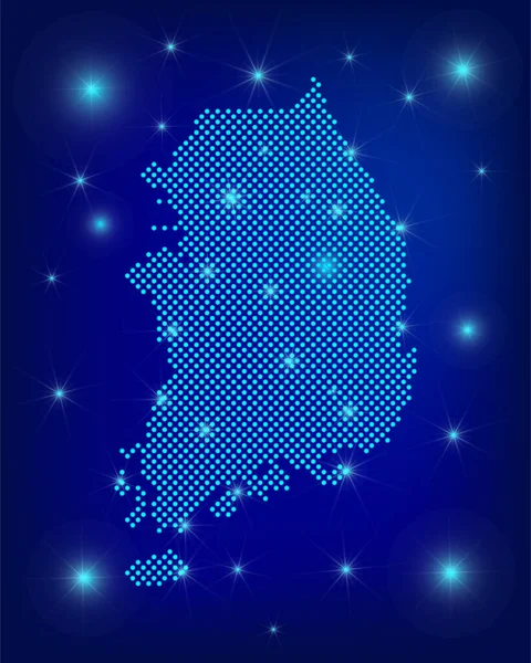 Carte Corée Sud Bleu Carte Pointillée Carte Royaume Corée Sud — Image vectorielle